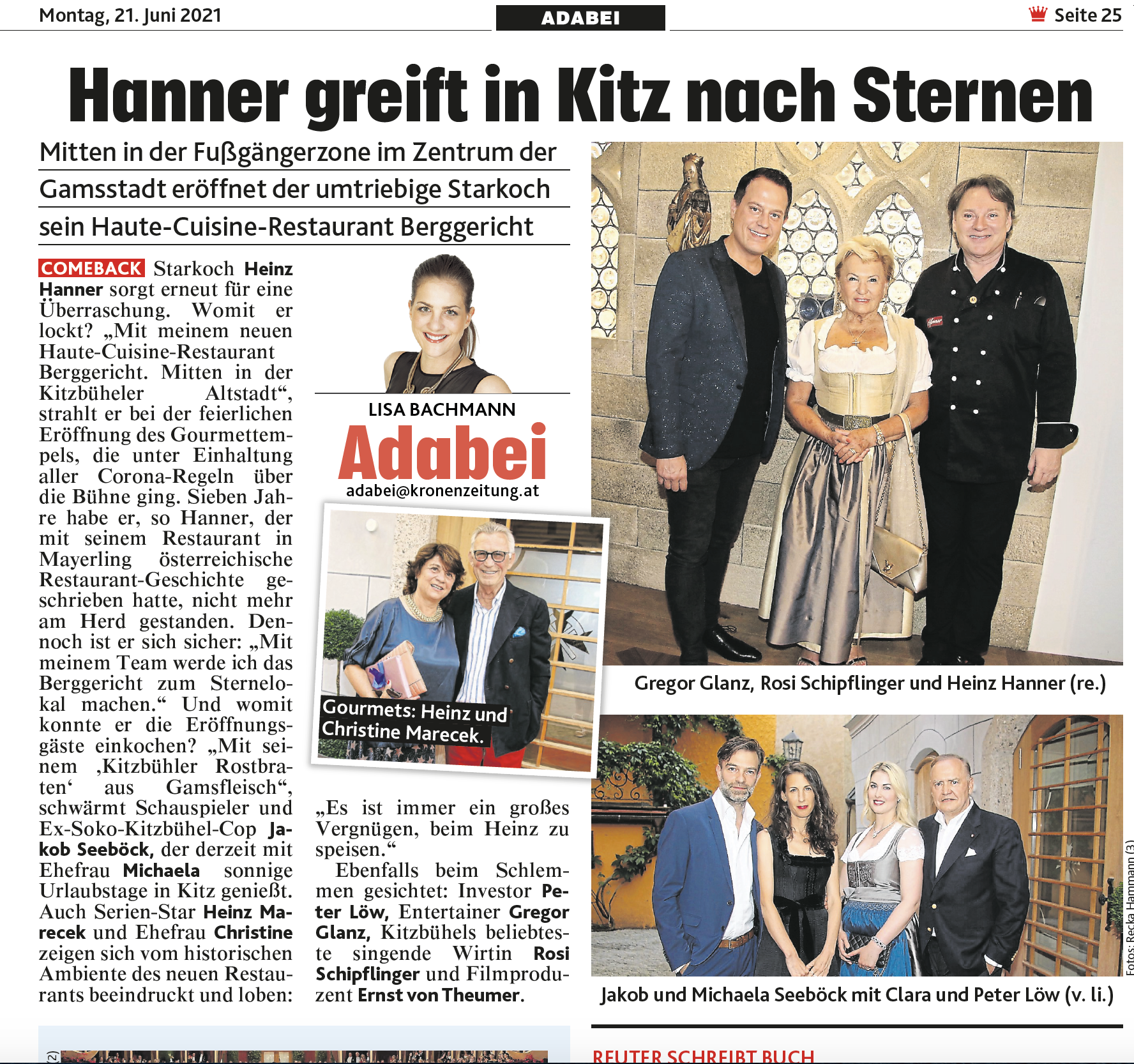 Kronen Zeitung Adabei: Hanner greift nach Sternen in Kitz