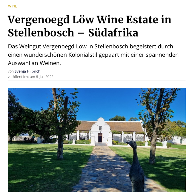 Art & Wine Mag: Vergenoegd Löw Wine Estate in Stellenbosch – Südafrika